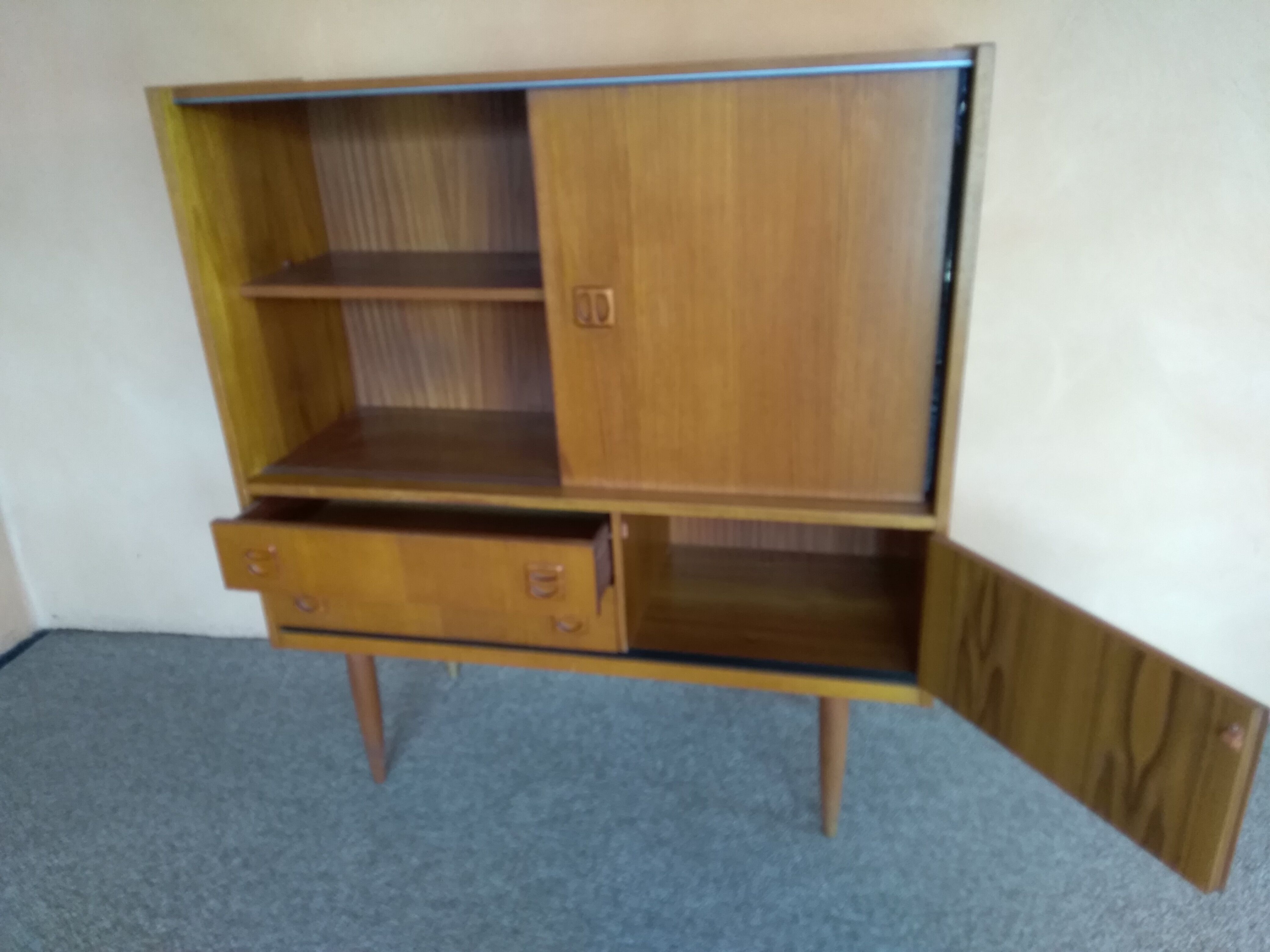 Scandinavian teak showcase storage cabinet 1960