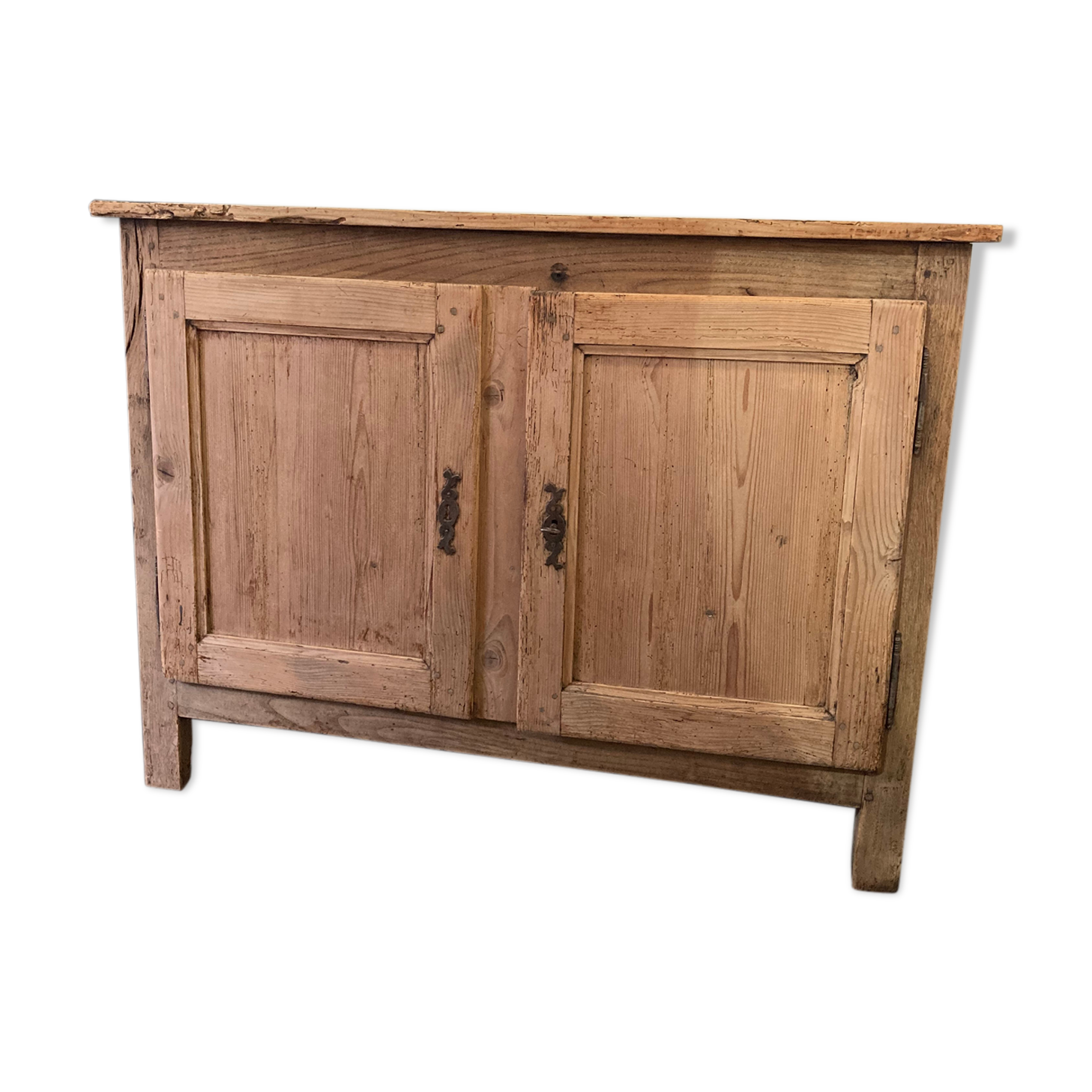 Old low buffet 2 doors in natural wood