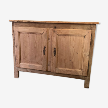 Buffet bas ancien 2 portes en bois naturel