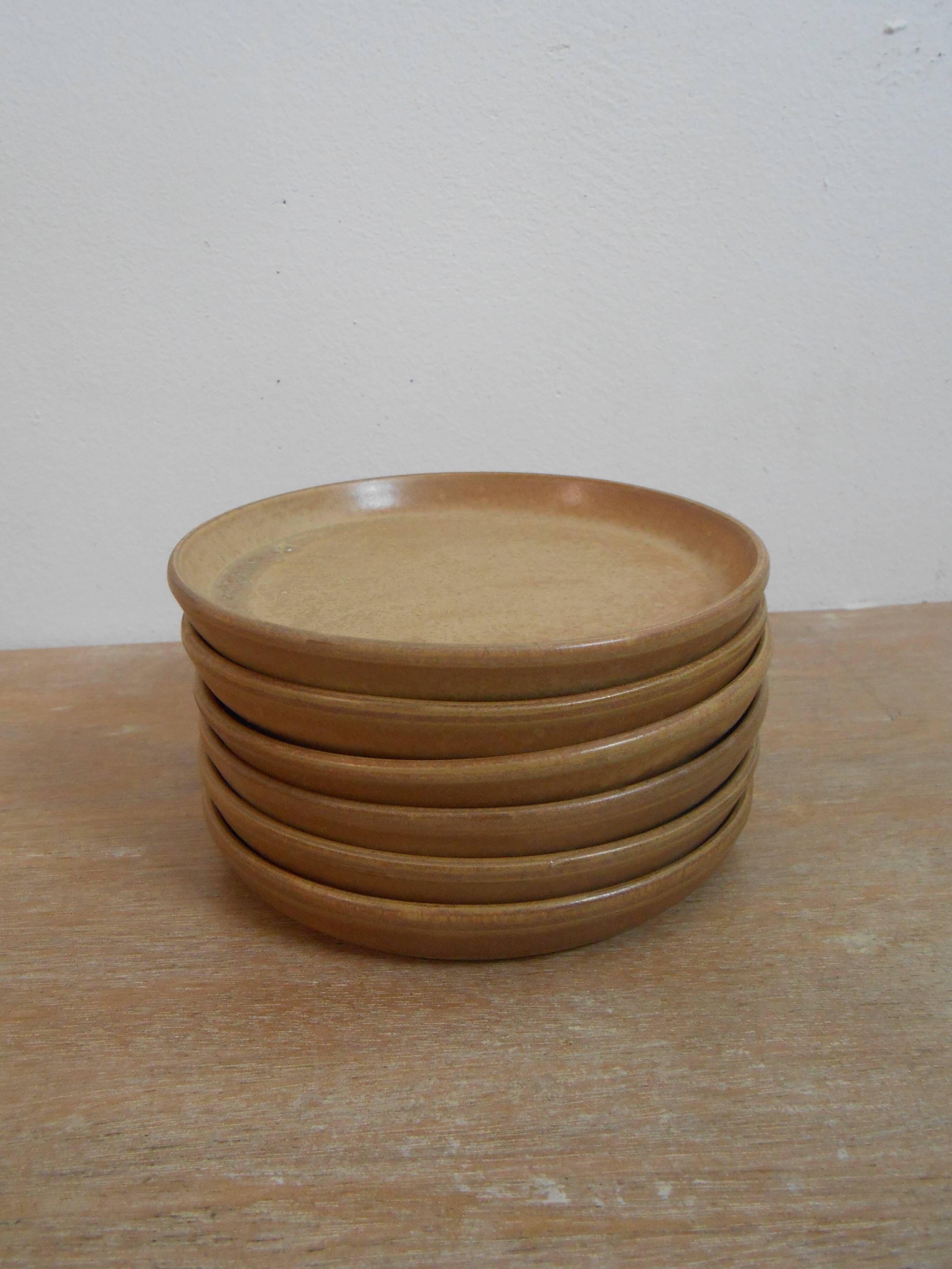 Service vintage 6 cups with saucers, sandstone Rhodaceram