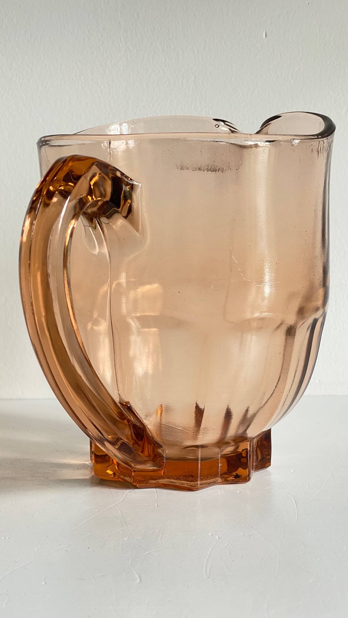 Vintage amber-pink glass pitcher 1 liter