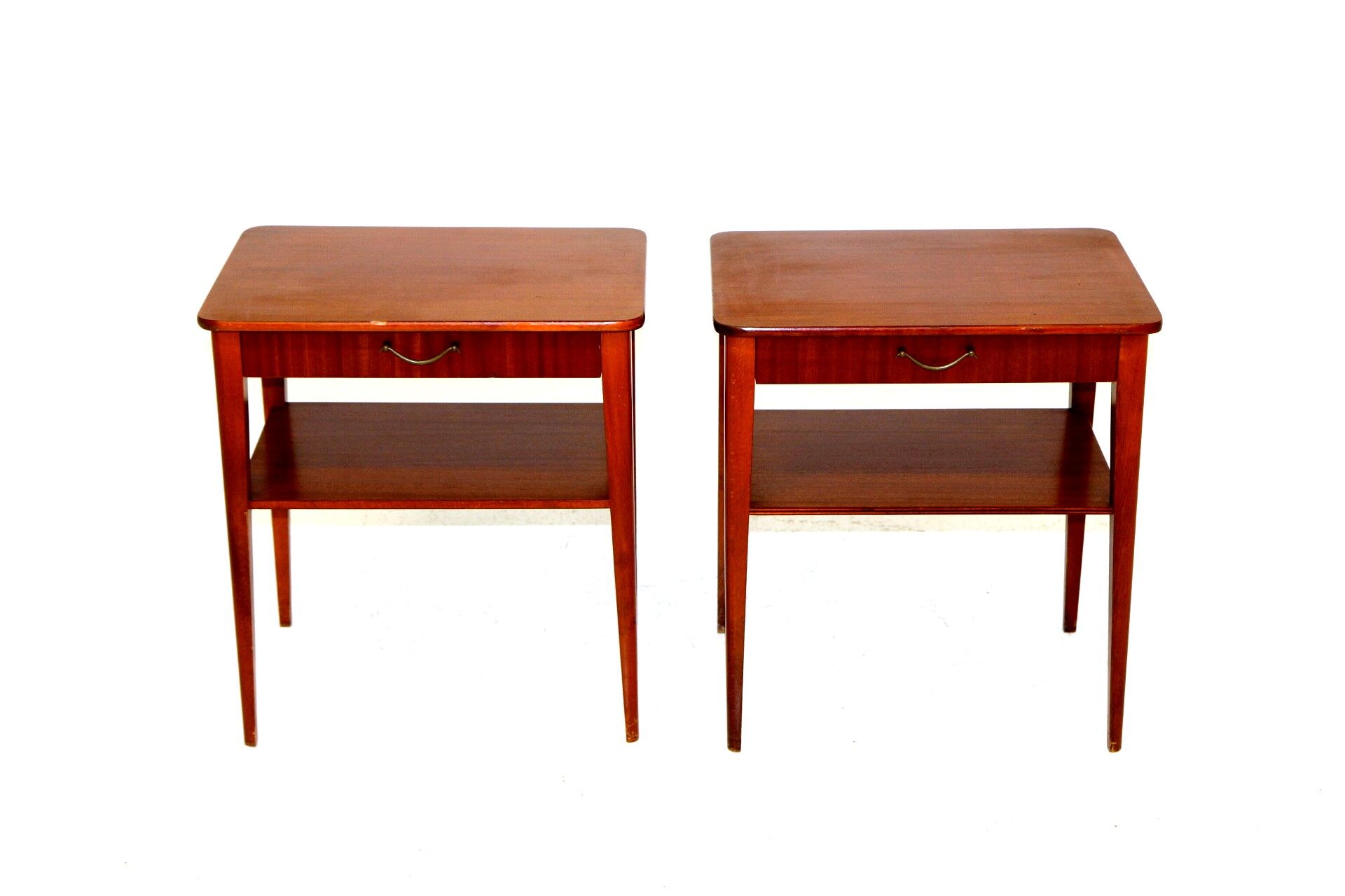 Pair of Scandinavian mahogany bedside tables, Sweden, 1950