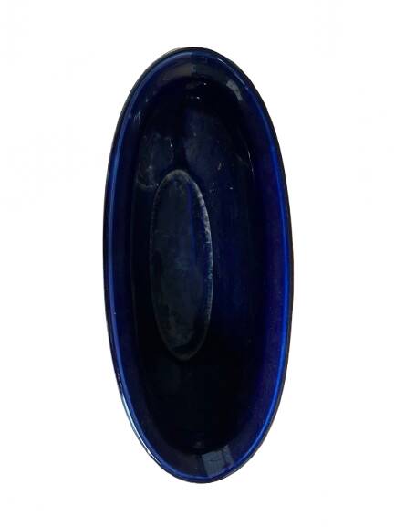 Blue earthenware planter decorated with gold motifs