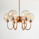 Chandelier in patinated copper and bubble glass produced by elmed, poland, 1970s