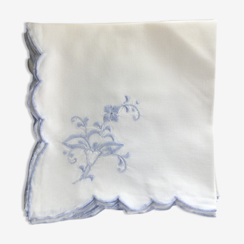 10 blue embroidered cotton towels