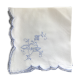 Lot de 10 serviettes en coton broderies bleues