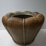 Large Mid-Century Modern Rattan Bamboo Cachepot Plant Holder, 1970s