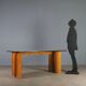 Vintage table in burl wood and glass, Italian design, 1970s.