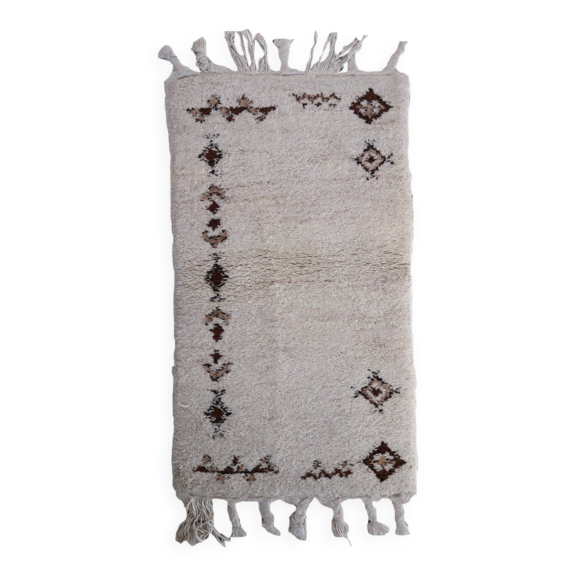 Tapis Vintage Berbère Marocain en Laine (69cm x 137cm), Années 1970