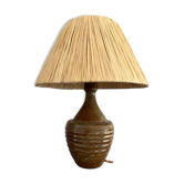 Lampe en grès et raphia