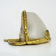 Pair of half moon Art Deco wall sconces in bronze and engraved glass 20/30