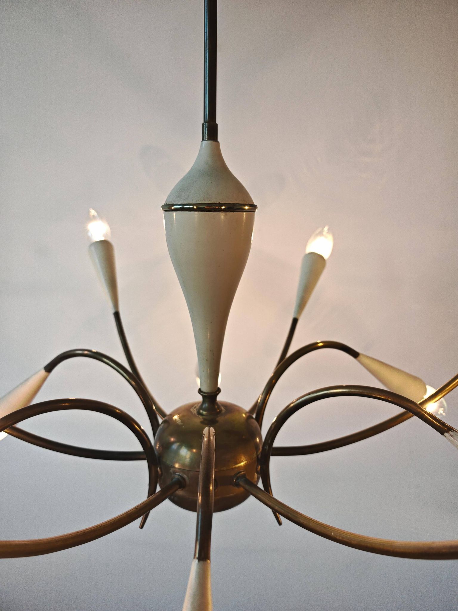 Lustre Stilnovo 12 arms brass Mid Century Modern 1950s