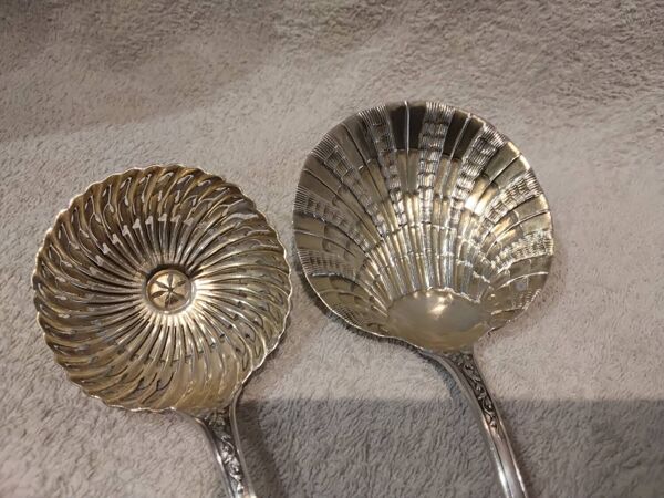 Service à fraises 2p argent 950 Minerve style rococo orfevre SAM