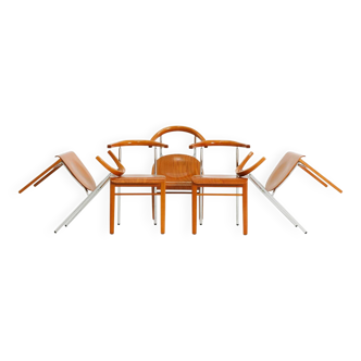 Set of 6 Italian cherry wood chairs