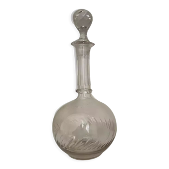 Antique chiseled crystal ball decanter