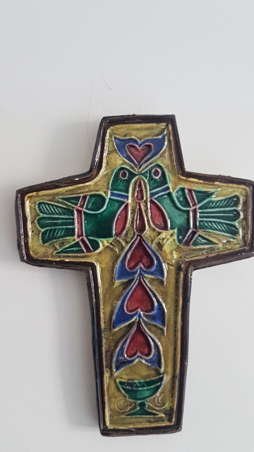 Enamelled ceramic cross JC Taburet