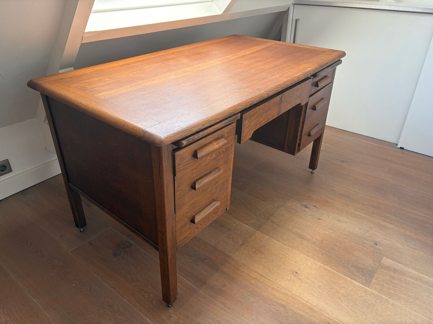 Antique desk Anbess oak secretaris vintage