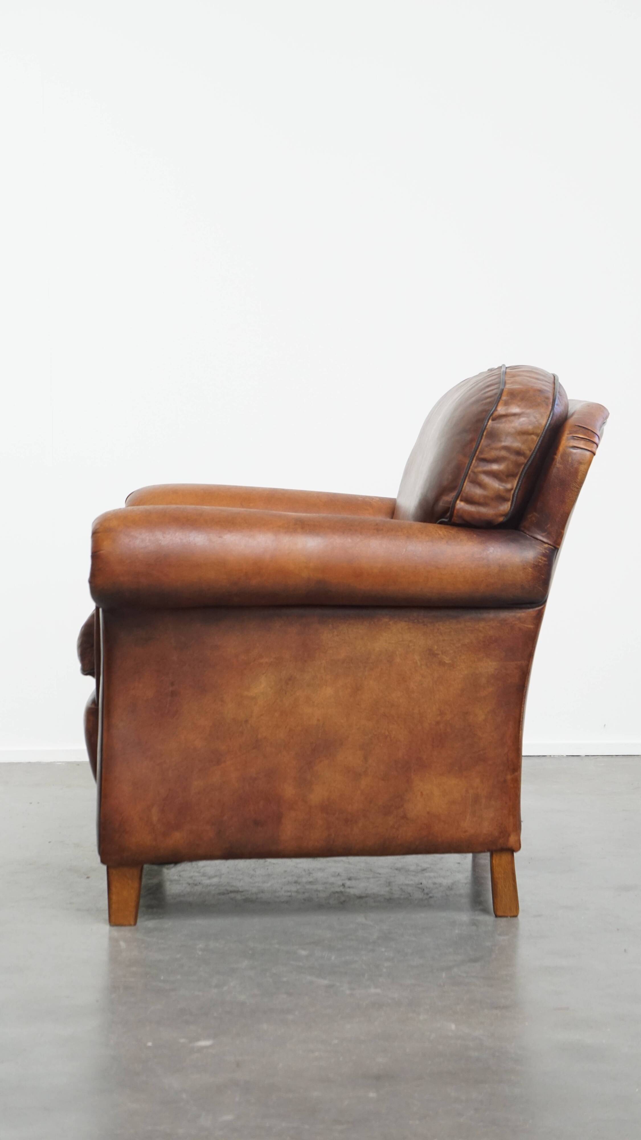 Fauteuil en cuir de mouton de style anglais