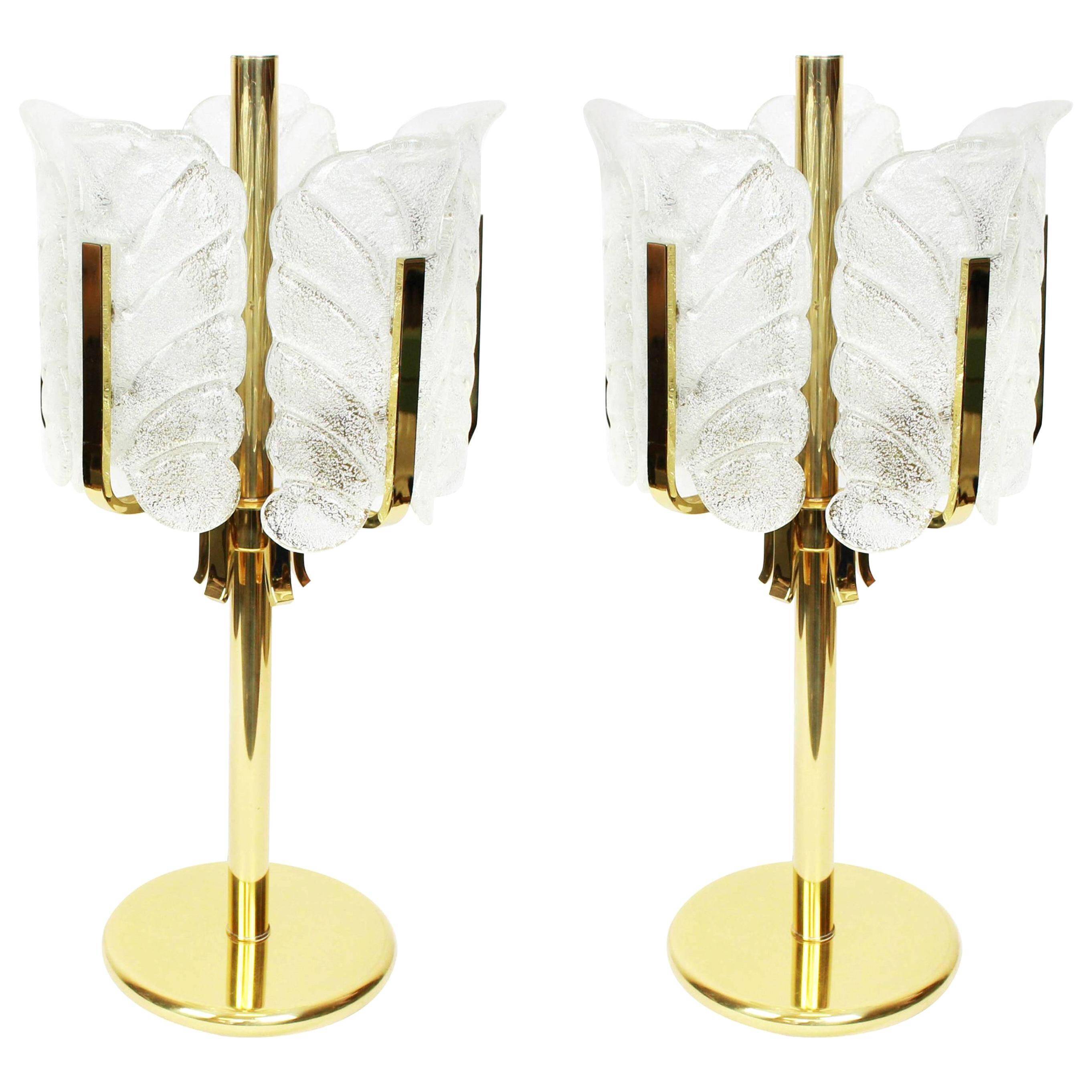 Lamp by Carl Fagerlund for Orrefors, Murano glass leaves, 1960s.