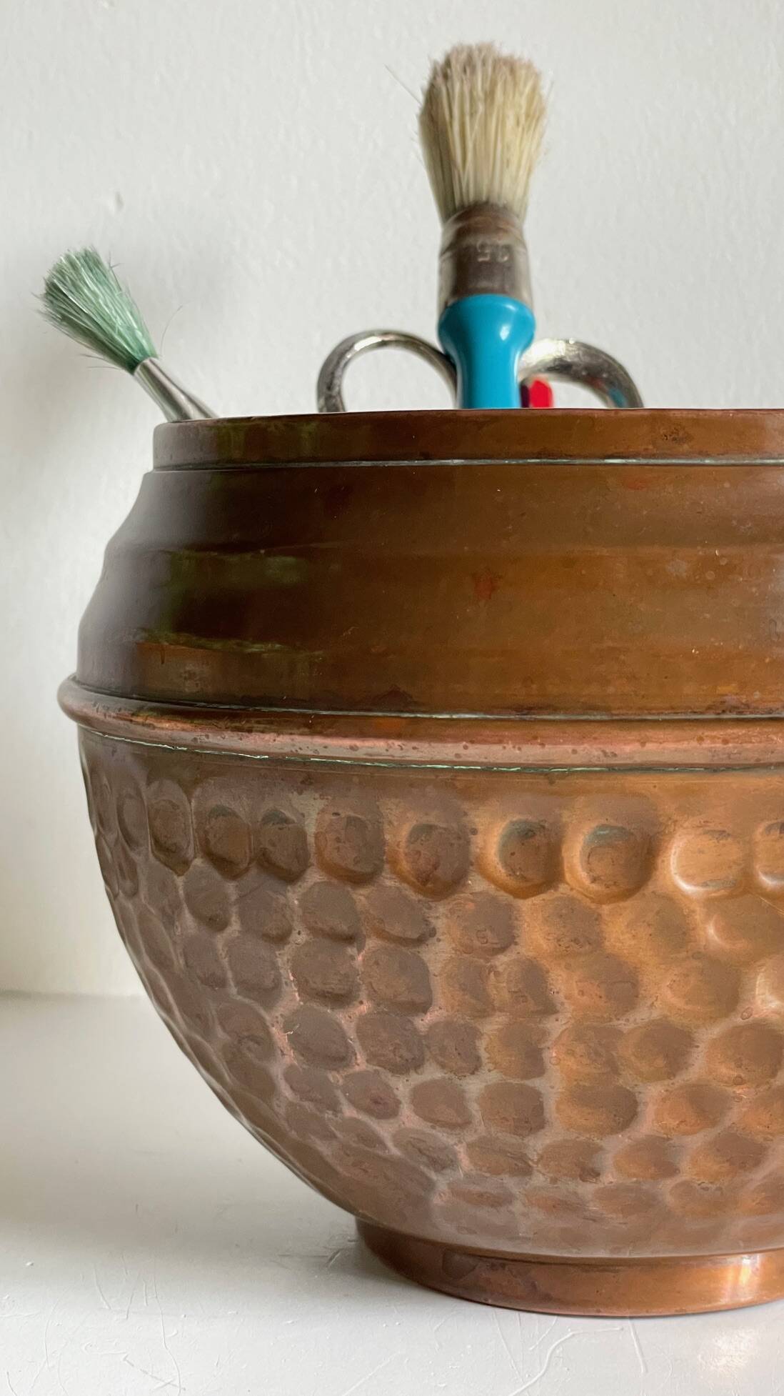 Planter by Villedieu copper vintage patina