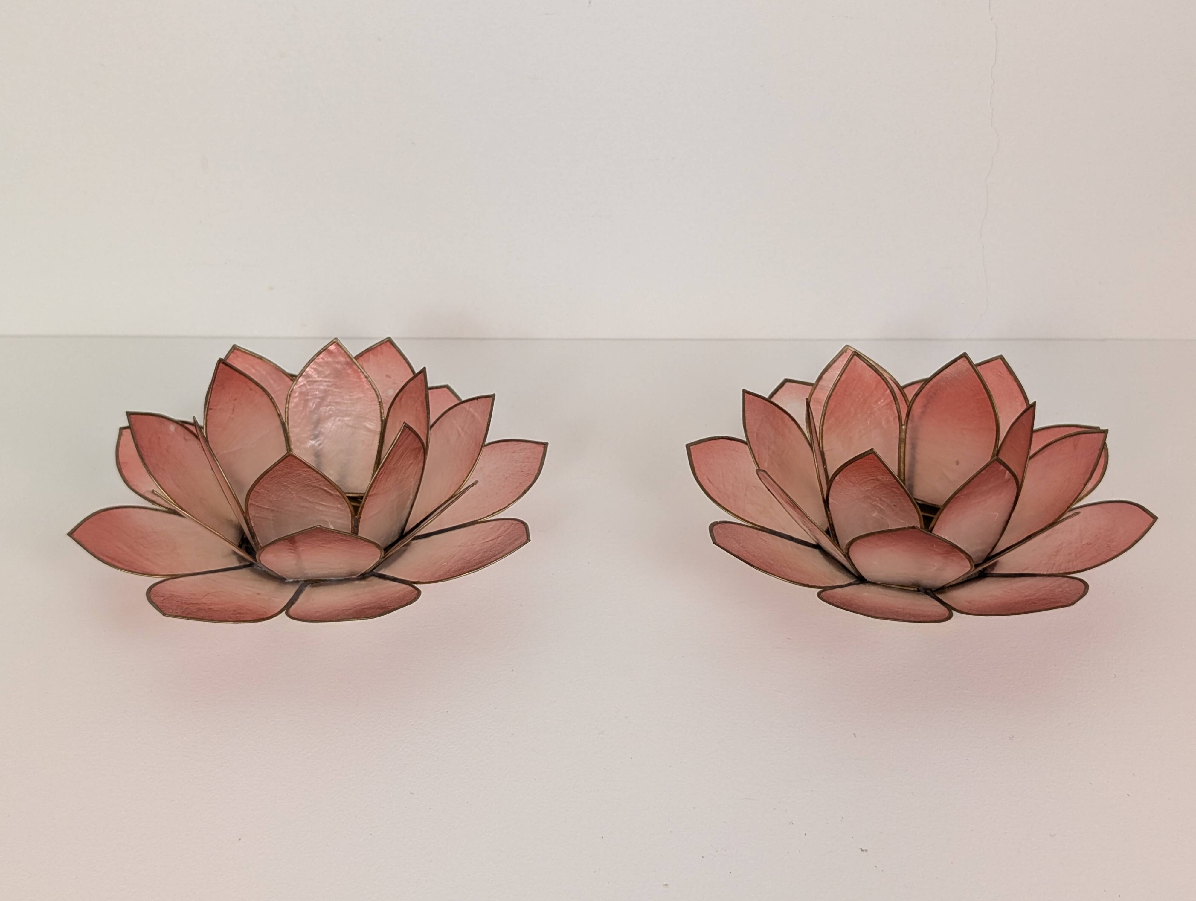 Mother-of-pearl flower candle holders
