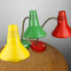 Lampes de bureau réglables en métal peint vert, rouge et jaune et bras spiralé chromé de TEP,