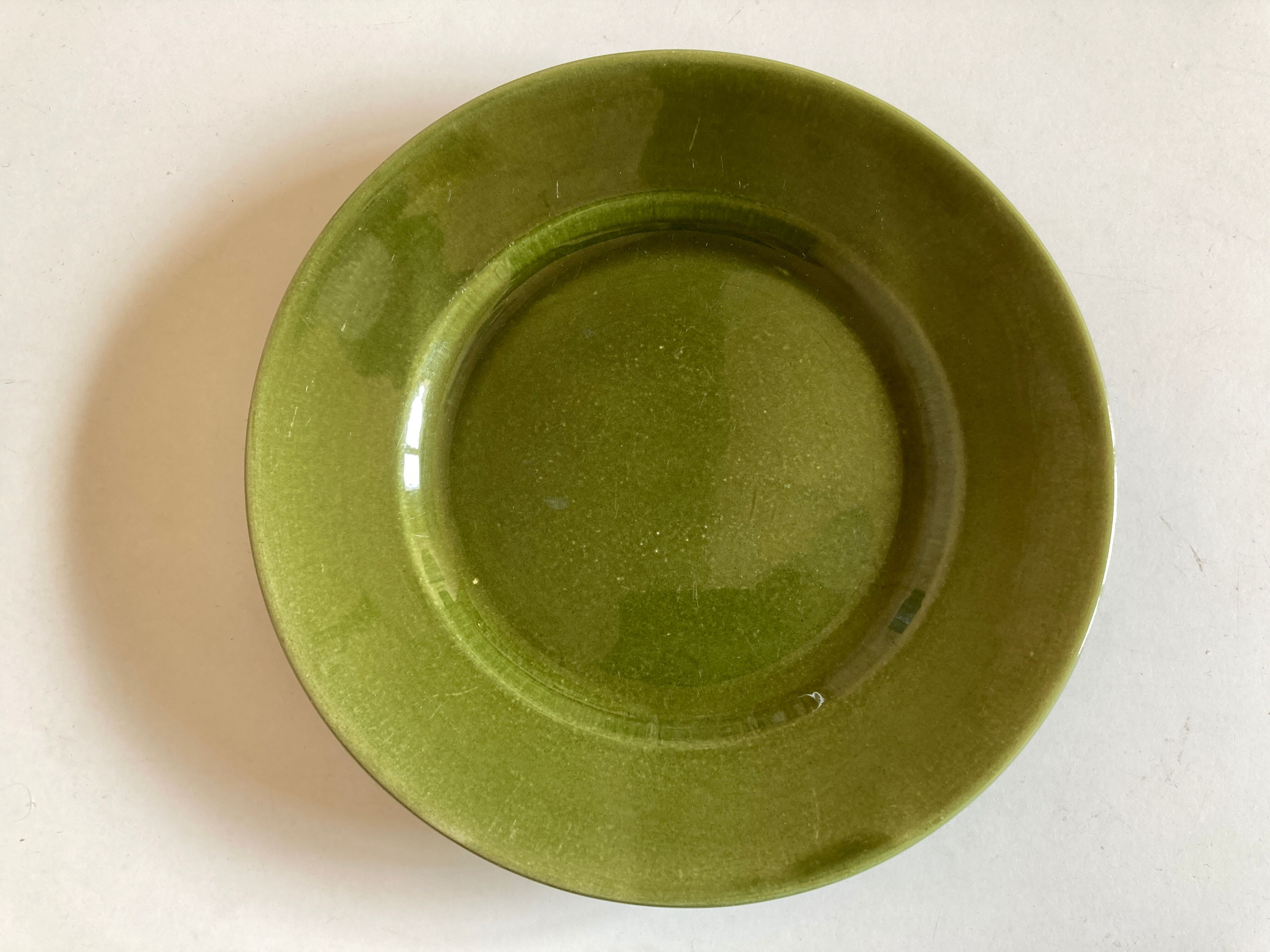 Set of 6 plates in green faience 1960