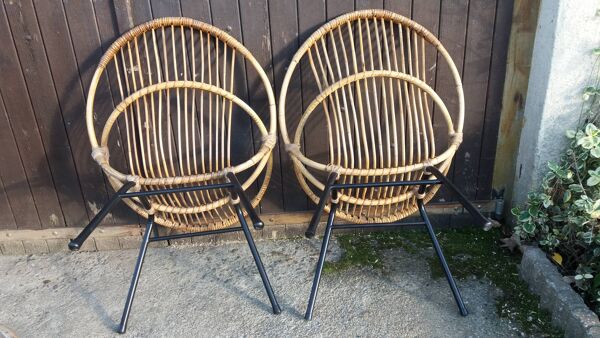 Salon en rotin vintage