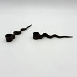 Pair of "Serpentine" candlesticks, modernist, 1970s