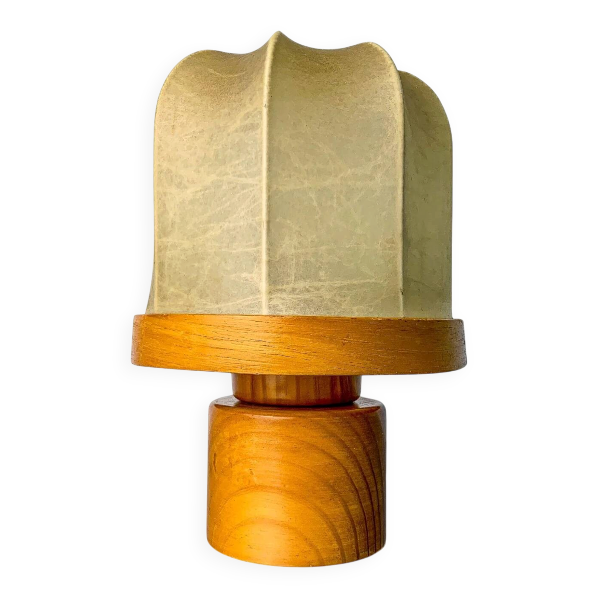 Italian "Cocoon" table lamp, resin and pine wood, 1970s