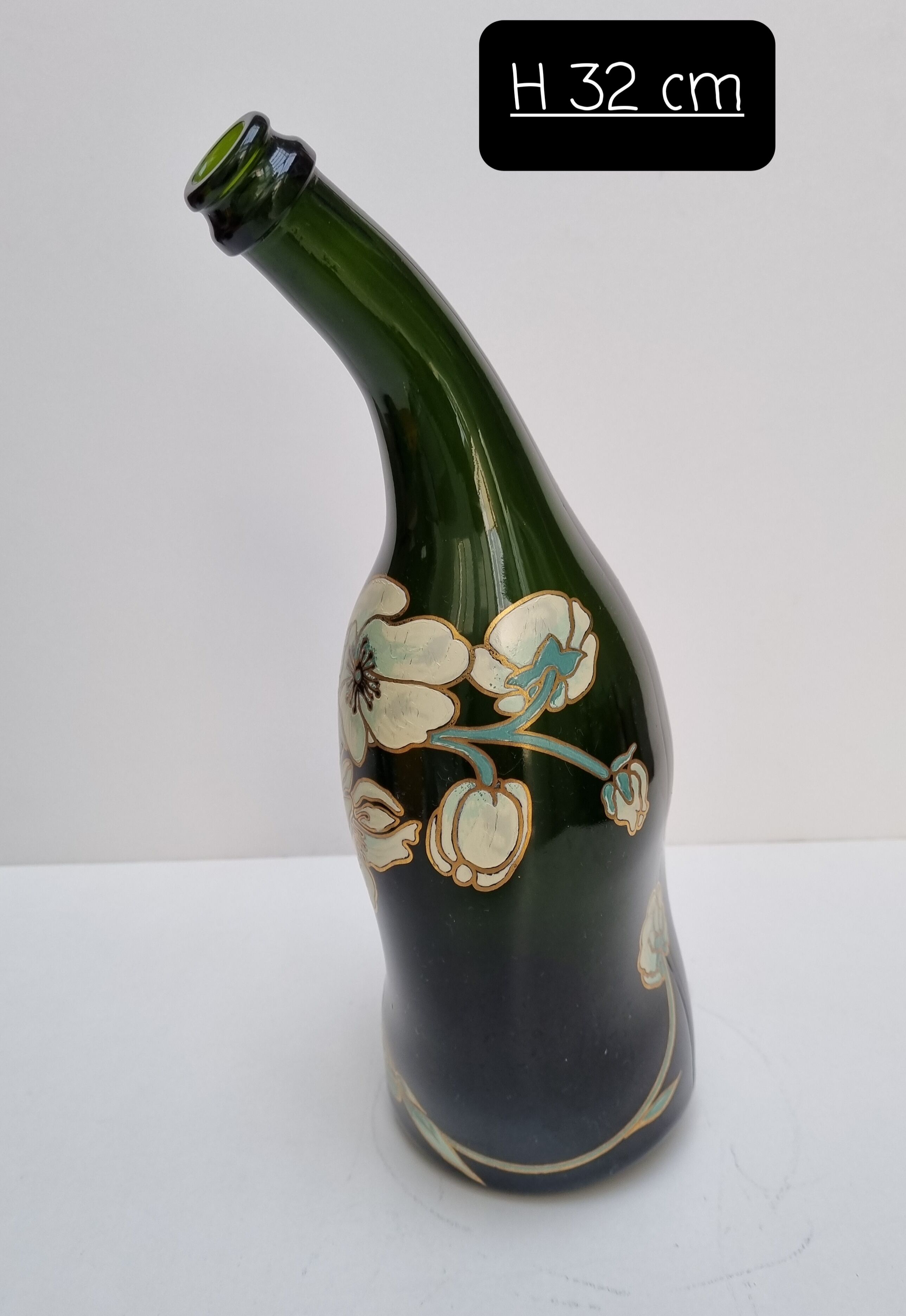 Champagne bucket perrier-jouët and its bottle, art nouveau décor
