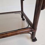 Italian Bas Card or Trolley in Bentwood and Smoked Glass, 1970's