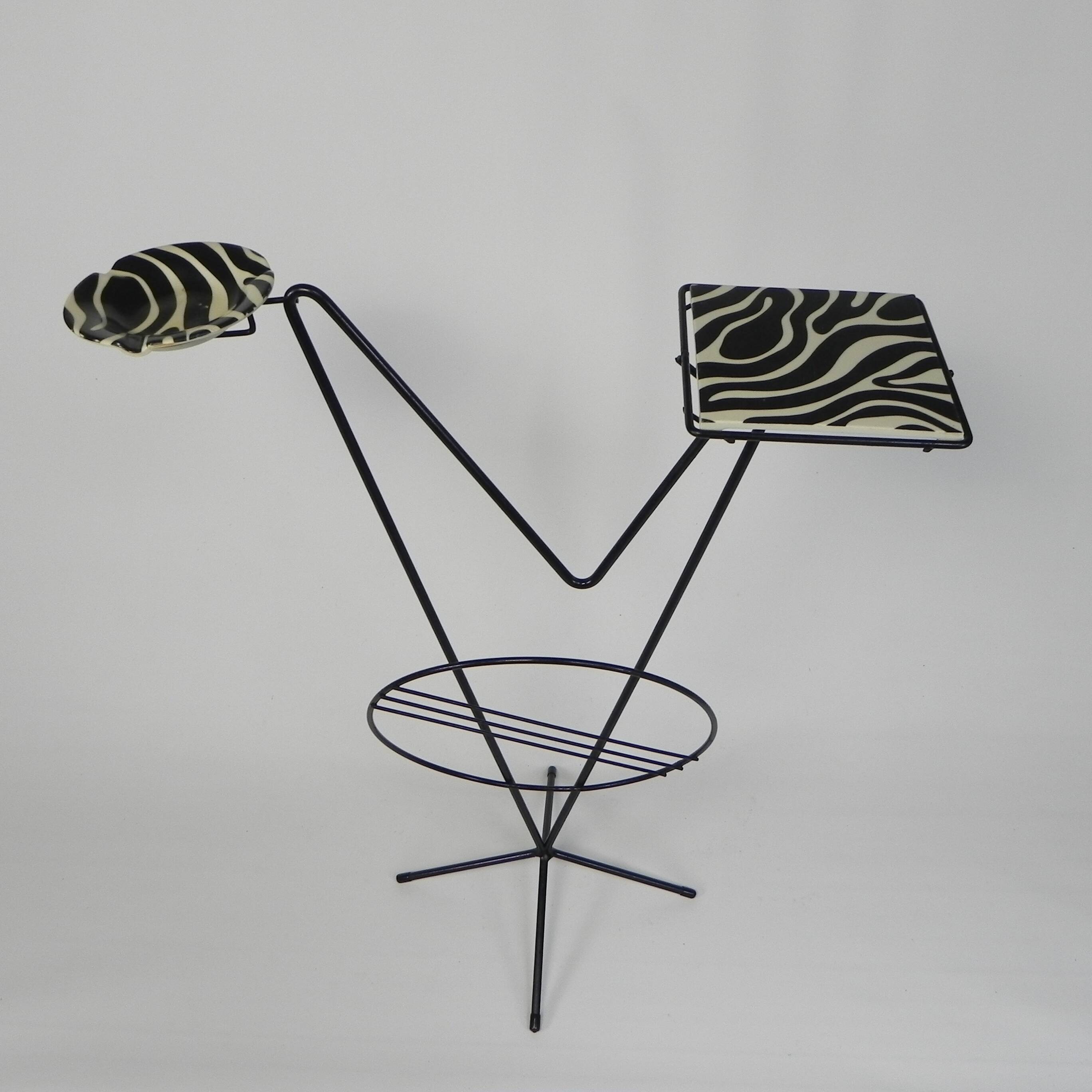 Fifties side table with newspaper rack and COGEBI ORNAMIN parts