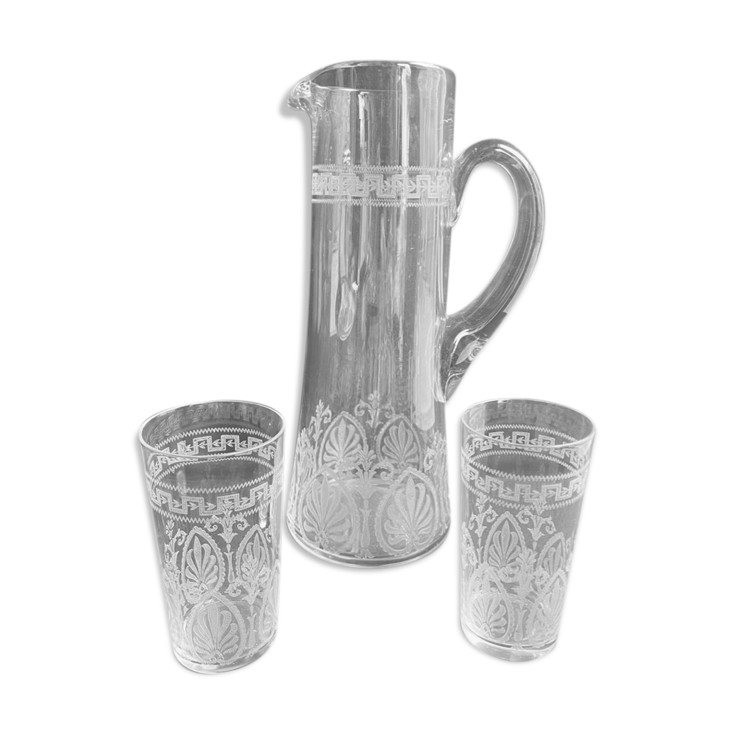 St. Louis - Beer serving party (1) - Art Nouveau - Blown and engraved crystal