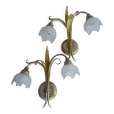 Pair of vintage Keria Italy silver and gold wall sconces