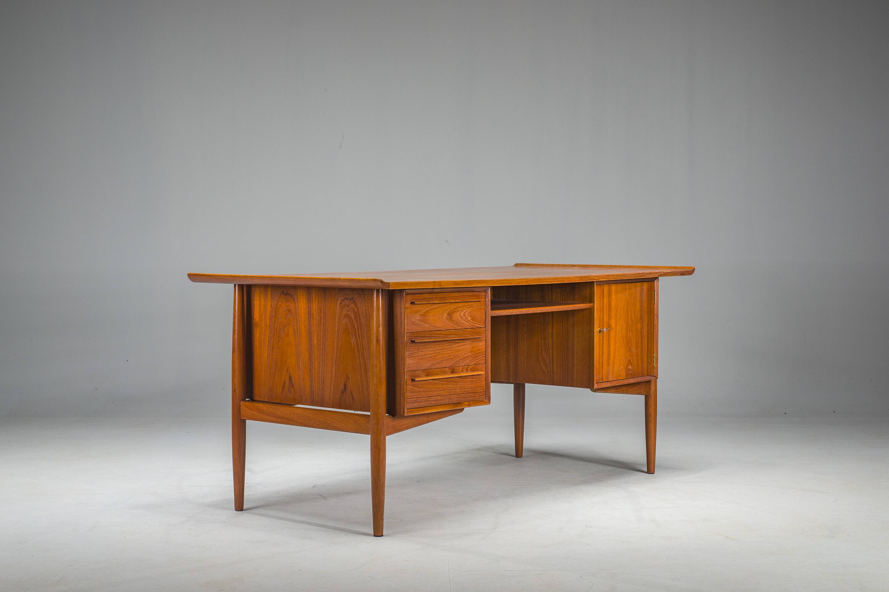 Danish Teak Executive Desk by Arne Vodder for H.P. Hansen, 1960s