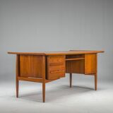 Danish Teak Executive Desk by Arne Vodder for H.P. Hansen, 1960s