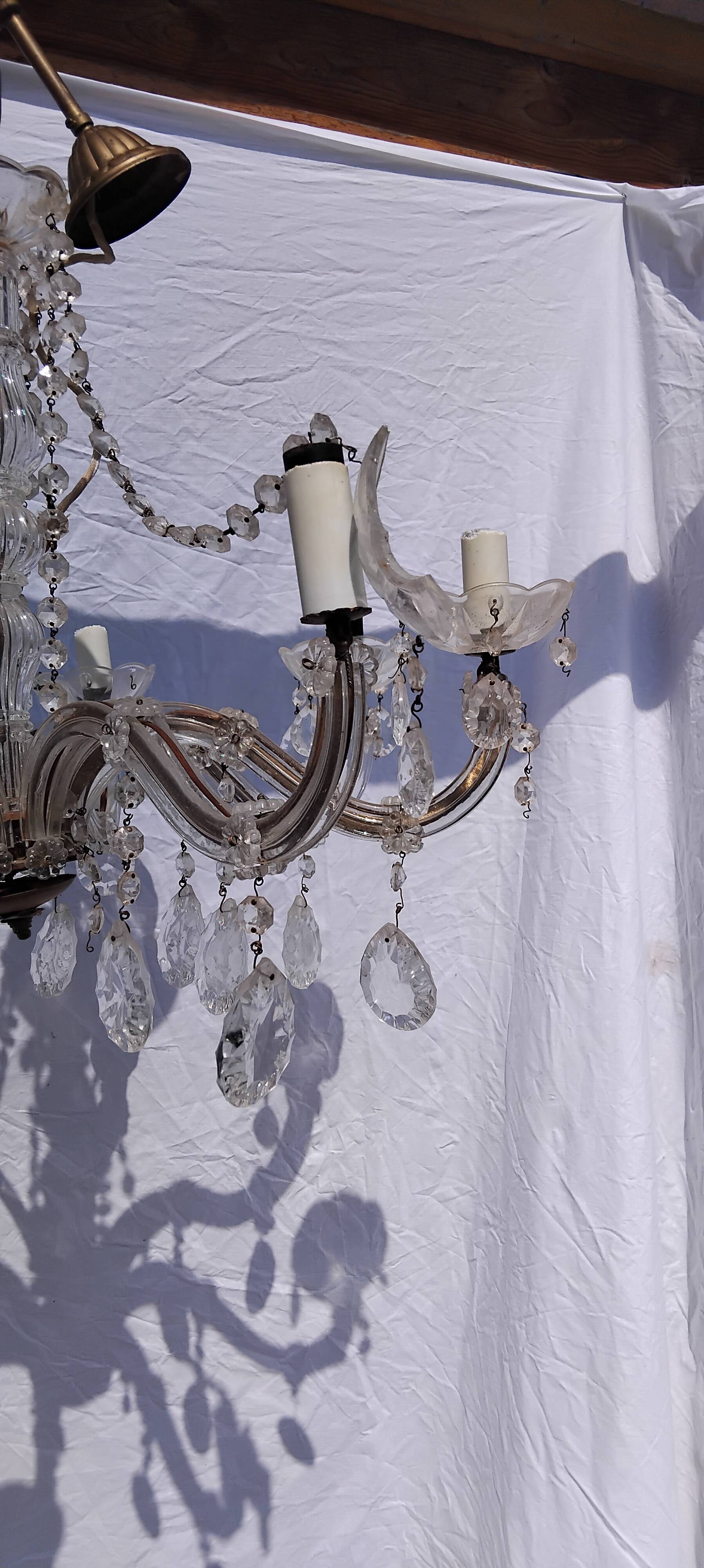 4 vintage crystal chandelier pendants