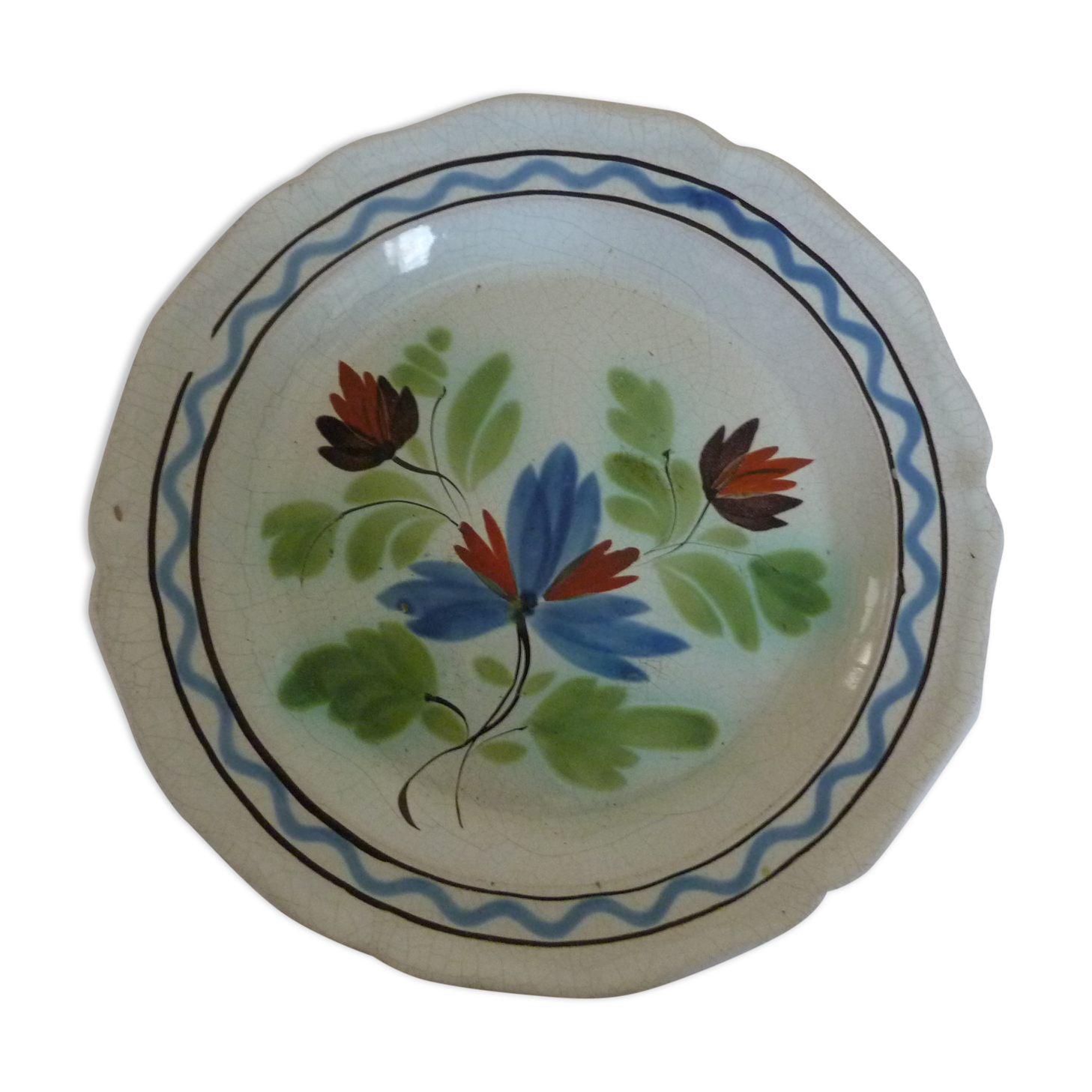 Old dish 28 cm black ceramic ass Forges les Eaux 18th antic french crockery Rouen