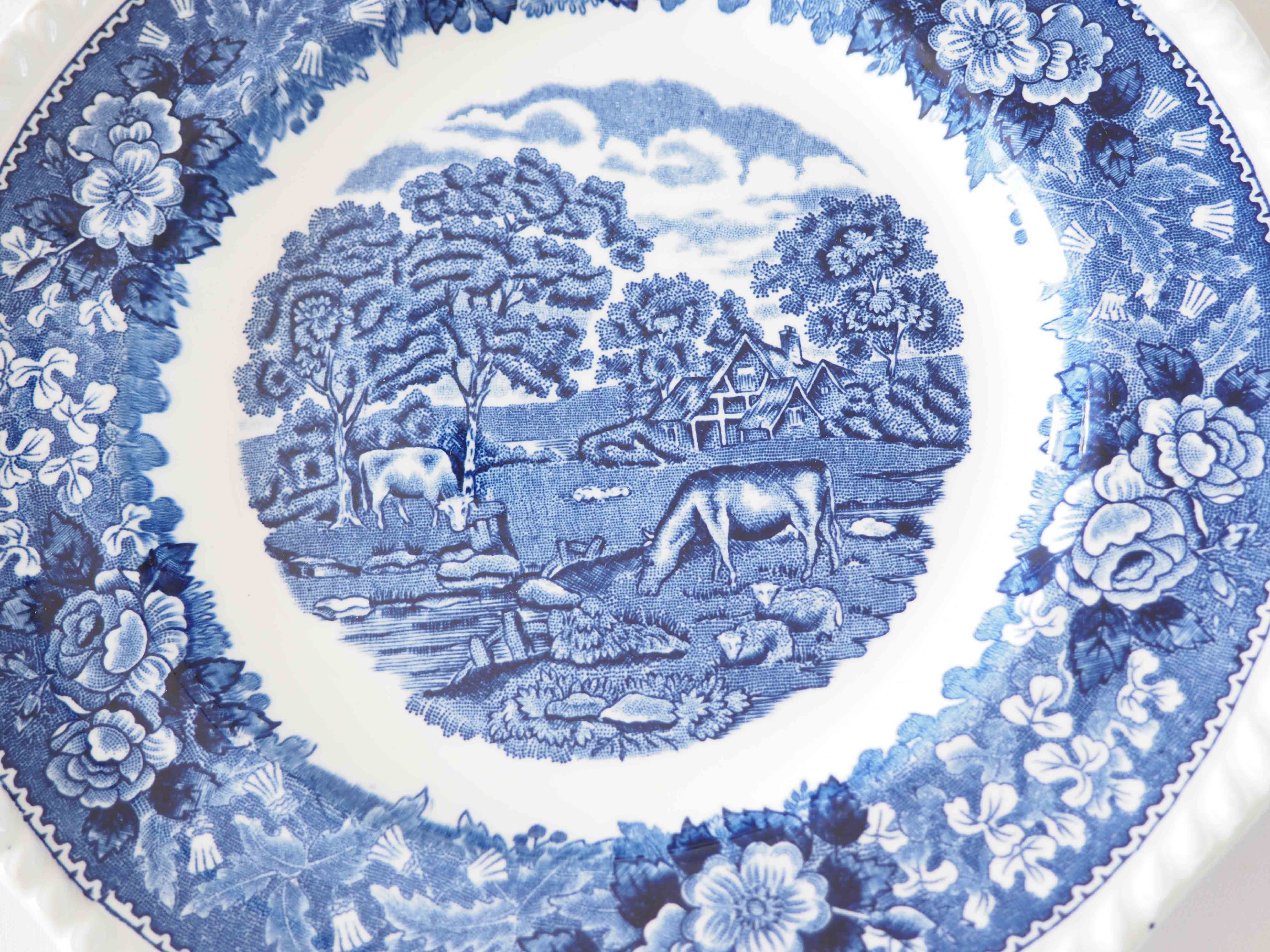6 English plates country décor