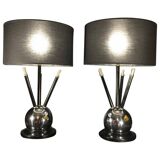 Pair of Art Deco "Sputnik Ball" Lamps in the Jacques Adnet style, circa 1930/4