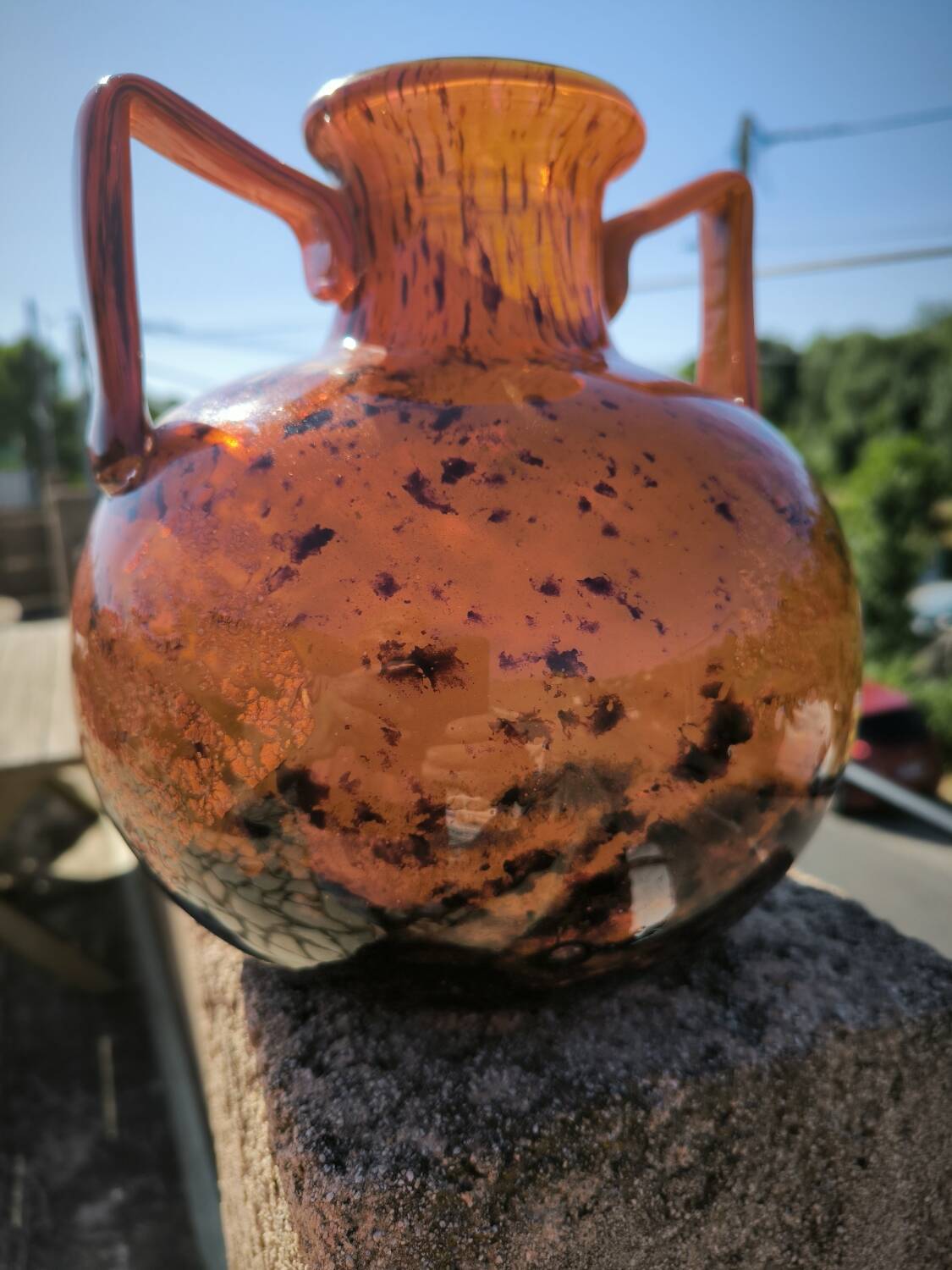 Glass paste vase with gold inclusion Daum 1930