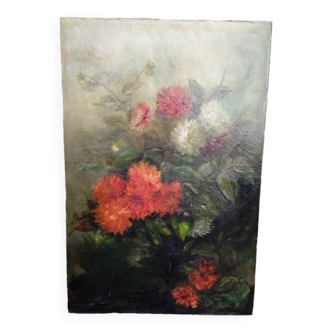 Oil painting on canvas Bouquet 19th century