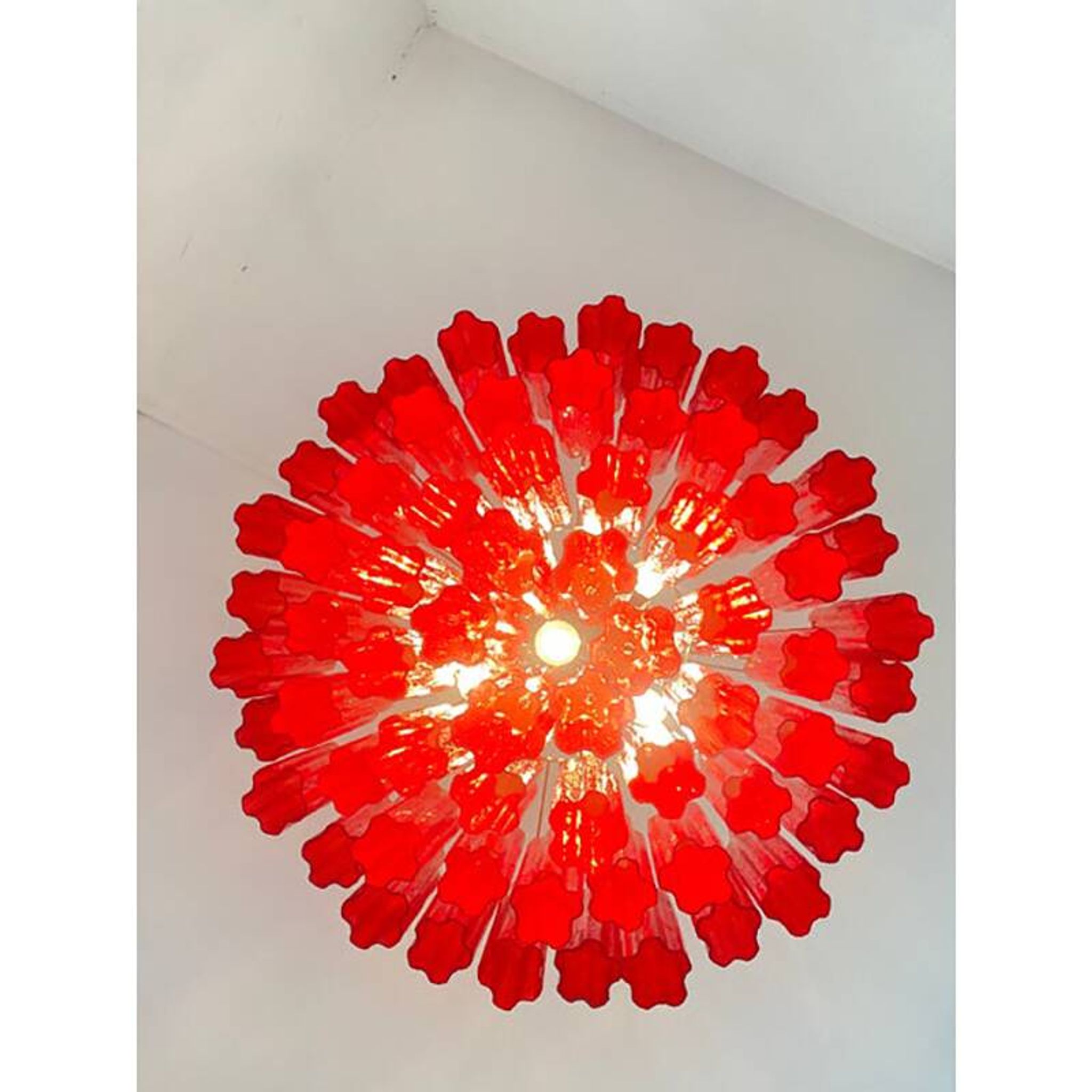 Red "Campari" Color Chandelier in Glass