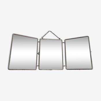 Triptych barber mirror with chain with clasp 1930s 40s