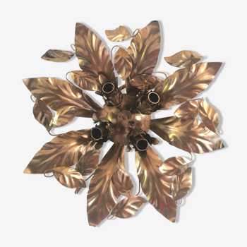 Plafonnier métal floral design MM Lampadari années 70