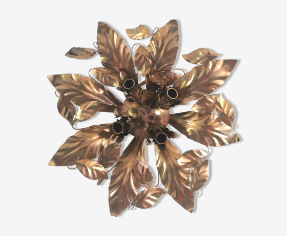 Plafonnier métal floral design MM Lampadari années 70