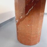 Vintage oval dining table in pink marble from the 70s 80s.