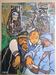 Large Tintin canvas, Captain Haddock, Tryphon Calculus, vintage painting