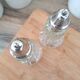 Glass and metal salt and pepper shakers